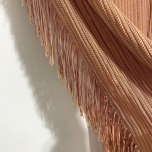 Side Fringe Knit Flare Leg Pants Size L Caramel Brown Sheer Cowgirl Costume NWT - Picture 7 of 15